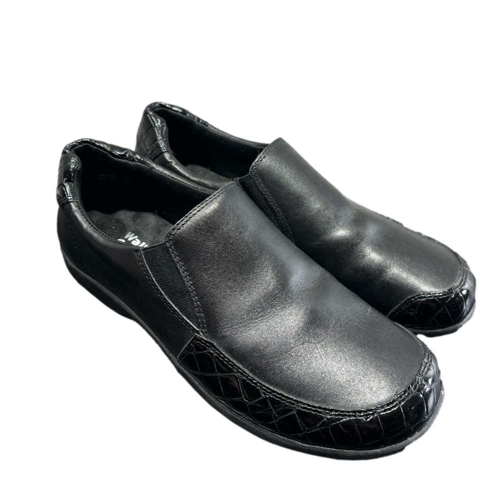 Walking Cradles Loafers 8W‎ Black Patent Leather Andie Slip-On Comfort Shoes